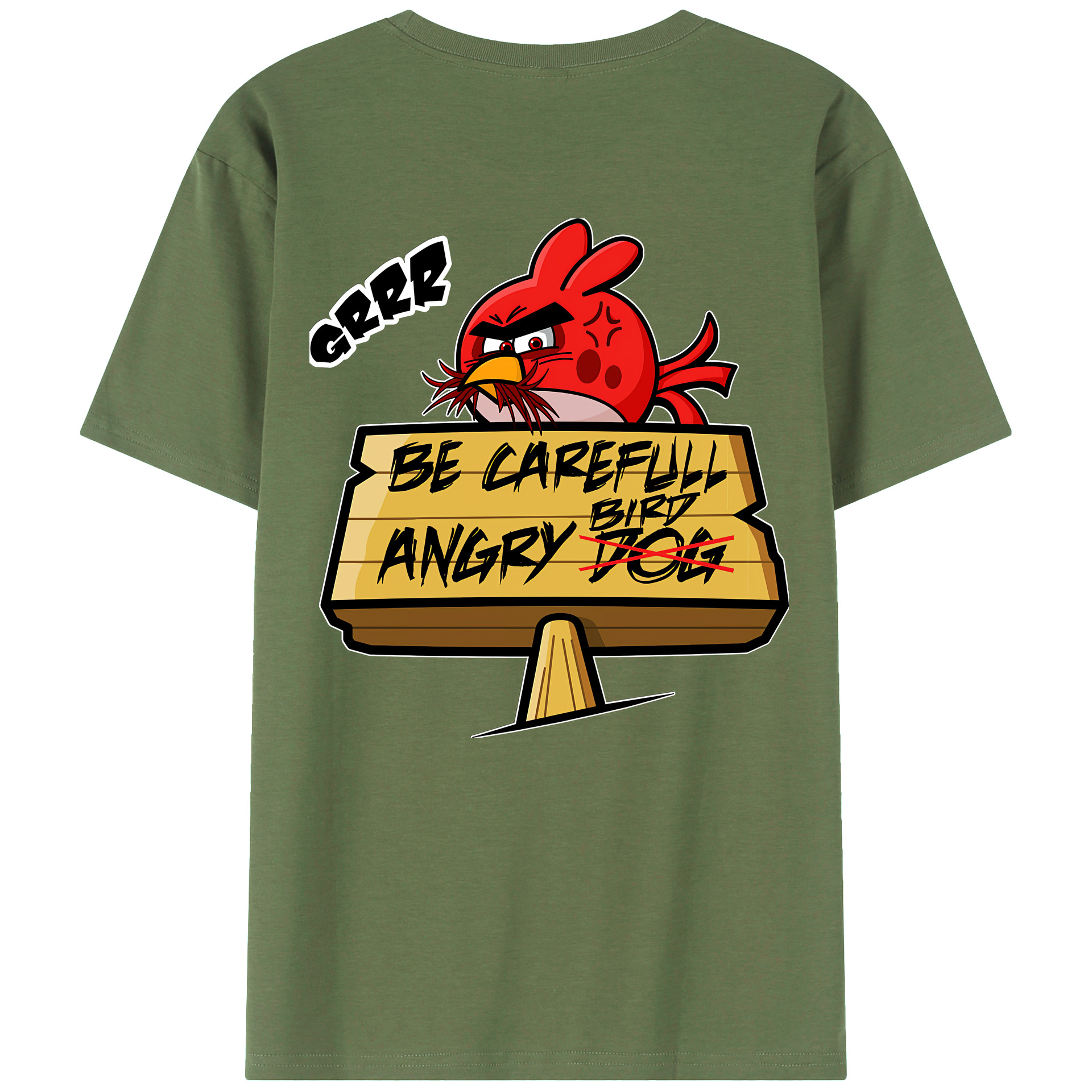 （画像用） Angry Birds アングリーバード 綿100％ メンズ半袖Tシャツ（バックプリント） 通気性